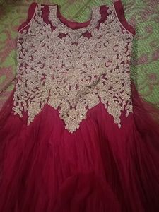 Elegant Maroon & Gold Ethnic Gown