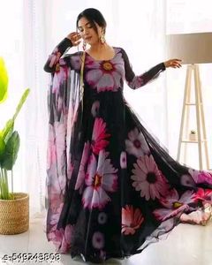 Floral Print Ethnic Gown