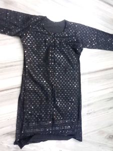 Black Embroidered Kurta