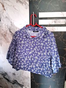 Floral Print Cropped Blouse