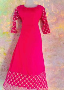 Hot Pink Embroidered Dress