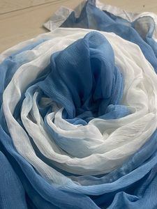 White N Blue Chiffon Big Stole