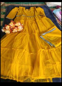 Girls' Festive Yellow Dress