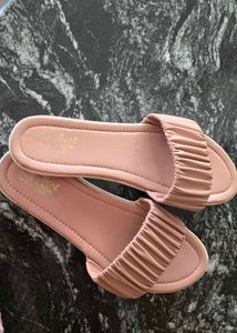 Pink Ruched Slide Sandals