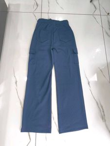 Blue Cargo Wide Leg Pants