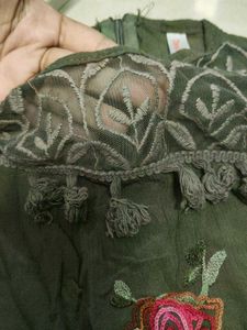 Embroidered Olive Green Top