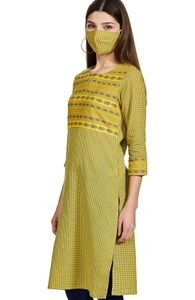 Yellow Printed Kurti