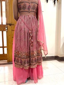 Embroidered Pink Ethnic Gown