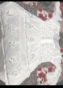 White Colour Chikan Kari Kurti
