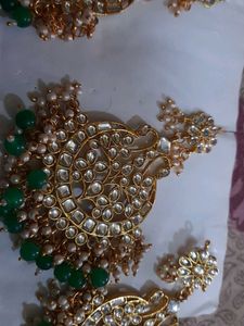 Zaveri Pearls Gold Toned &amp; Green Set of Earrings
