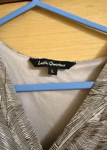 Latin Quarters Abstract Print Wrap Blouse