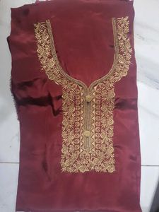 New Unstitched Silk Suit | Coffee Color | Elegant