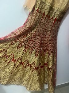 wedding gown red and goldne colour