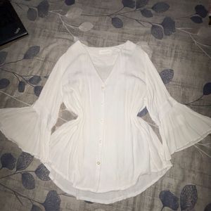 White Bell Sleeve Blouse