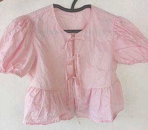 Savana Pink Bow Placket Blouse