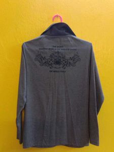 Gray Long Sleeve Polo Shirt