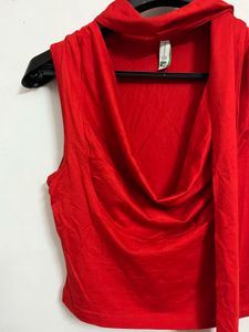 Newme red drape top