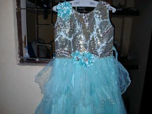 beutiful sea green kids frock for party dress