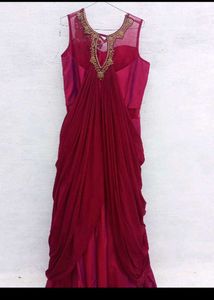Elegant Maroon Embroidered Gown