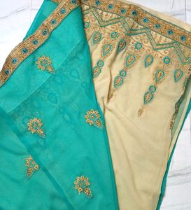 &#34;Price Drop&#34; Festive Dual Colour Georgette Saree
