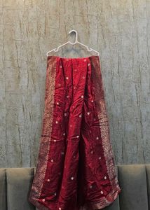 Pure Silk Maroon Banarasi Dupatta | Brand New | ₹6
