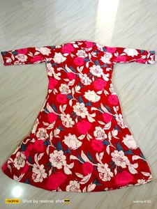 Red Floral Print Shirt Dress