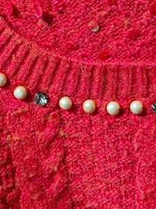 Vintage Pink Fuzzy Knit Sweater