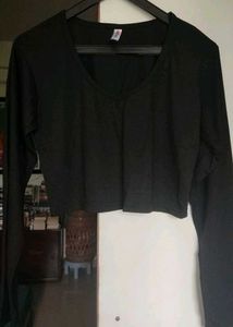 Black Long Sleeve Crop Top