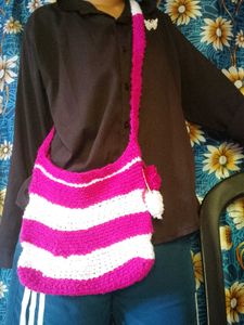 Handmade Crochet Striped Bag