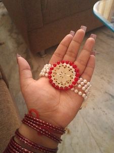Red And White With Mirror Work Jewellery