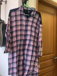 Pink & Navy Plaid Button-Up Tunic