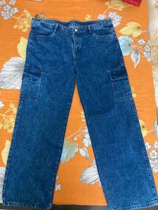 Vintage Blue Denim Cargo Pants