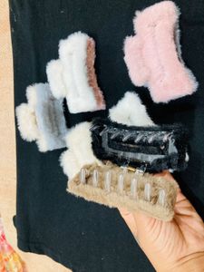 Fluffy Hair Claw Clip Set