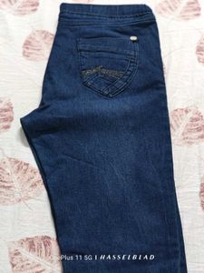 Dark Wash Denim Jeggings with &#39;State&#39; Patch