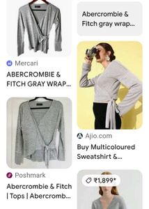 Gray Wrap-Front Long Sleeve Top