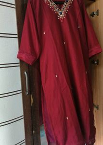 🔥 Today&#39;s Offer 🔥partywear Maroon kurta set