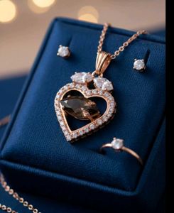Heart Pendant Necklace Set