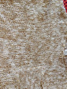 White And Golden Mix Shimmer Woolen Party Wear Top