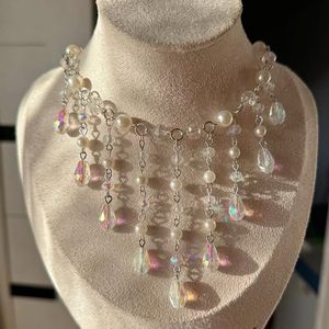 Pearl & Crystal Dangle Necklace