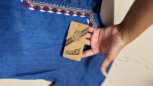 new Denim Embroidered Kurta