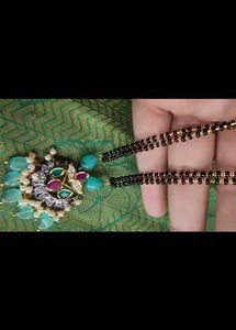 Black Beads With Victorian Locket