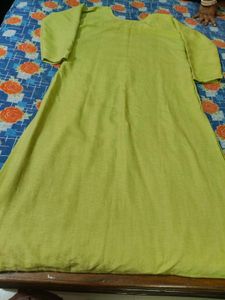 Lime Green Embroidered Kurti