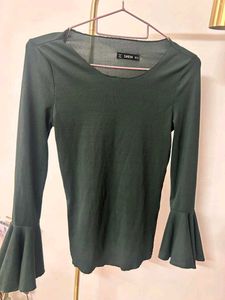 Olive Green Bell Sleeve Top