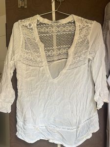 White Lace Detail Top