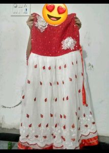 Girls Red & White Sequin Party Dress