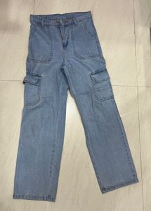 Blue Denim Cargo Pants