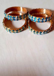 4 Blue color bangles set (glass material)