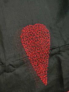 Women Black Silk Thread Embroidered Dupatta