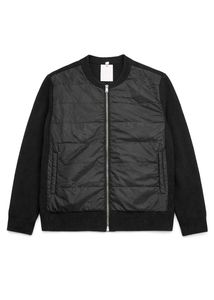 Black Zip-Up Quilted Jacket