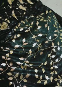 Black Party Wear Saree With Golden Hassels